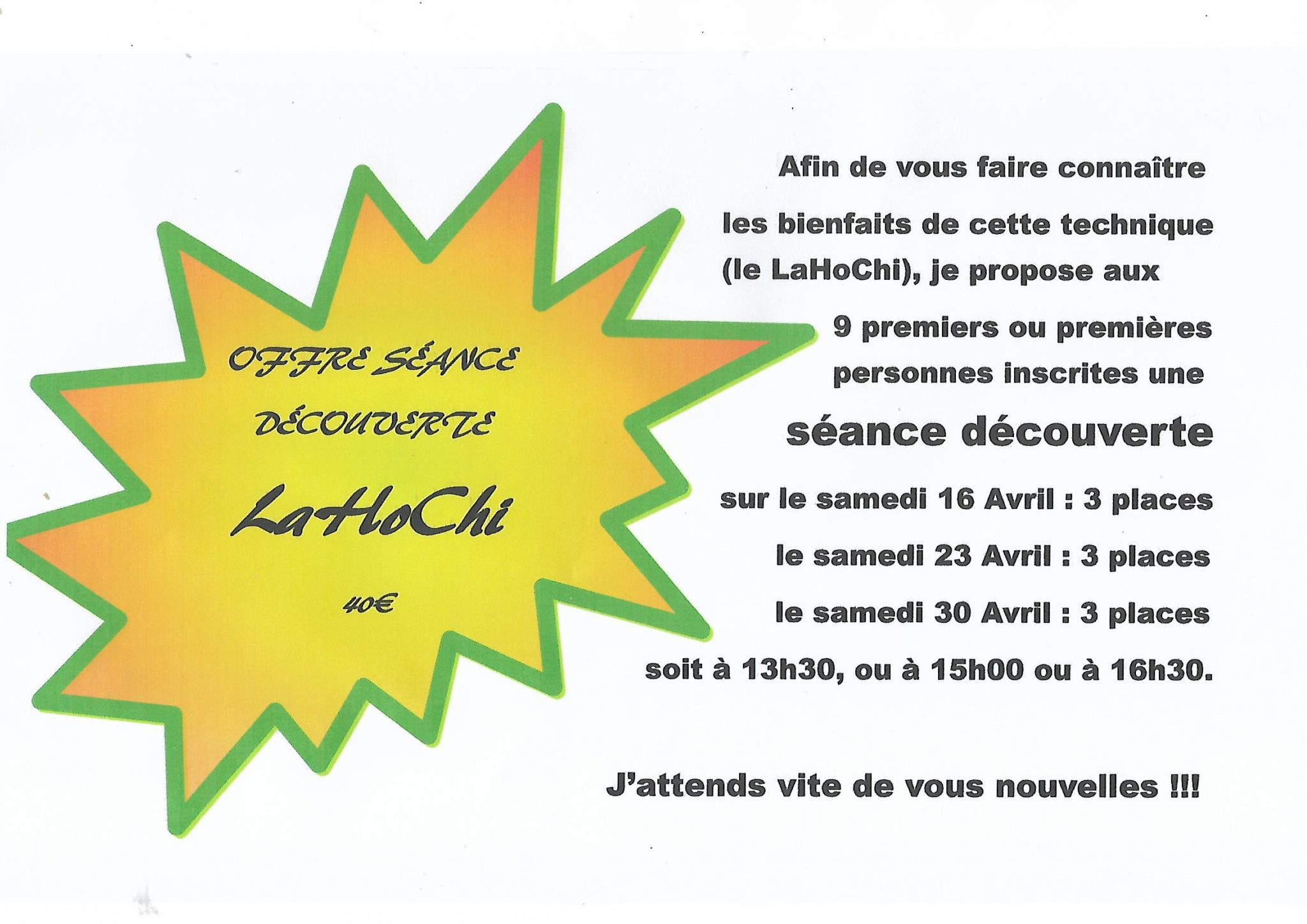 OFFRE DECOUVERTE DES SOINS LAHOCHI
